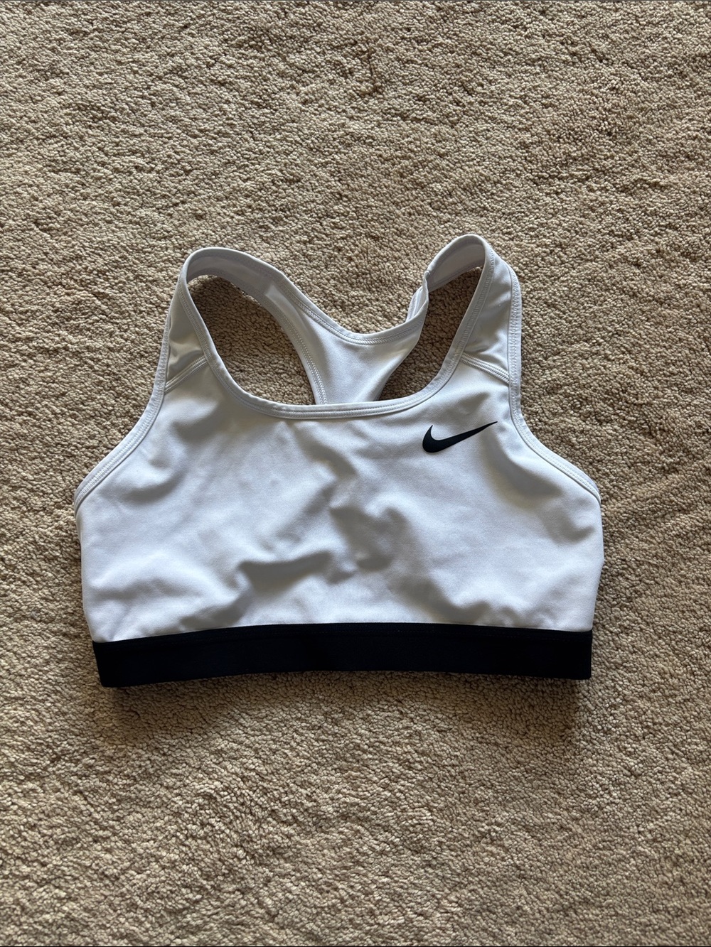 Nike White Racerback Sports Bra with Black Elastic Band